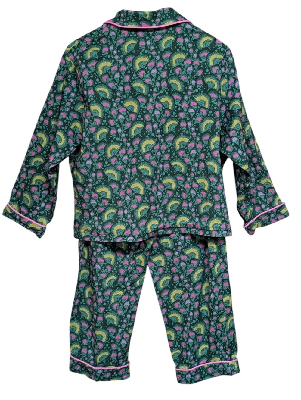 The Cat's Pajamas Green Floral Print 100% Cotton Pajama Set Size Small - Picture 2 of 12